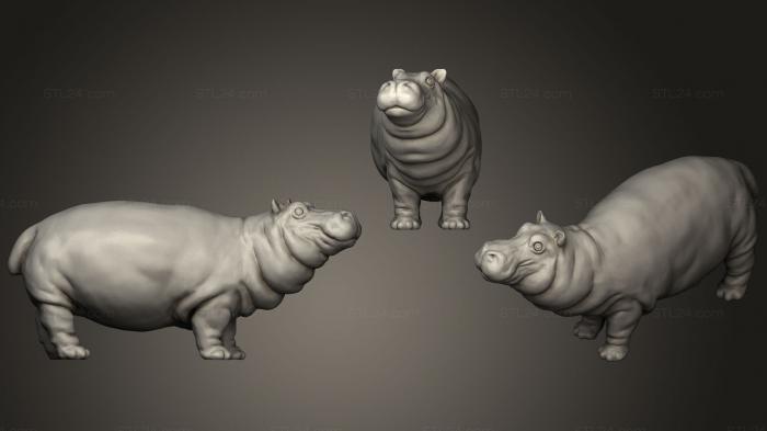 Animal figurines (Gold Hippo, STKJ_1030) 3D models for cnc